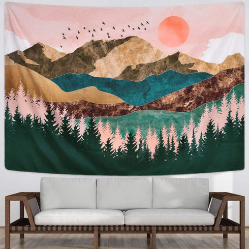 Mountain Tapestry Forest --Sunset Tapestry -Nature Landscape Tapestry